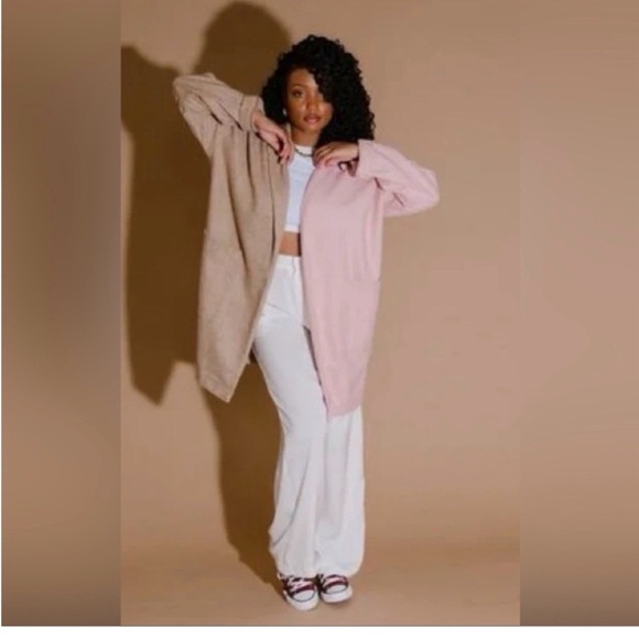 Dressed in Lala Pink and Tan Herringbone Jacket - Picture 2 of 5